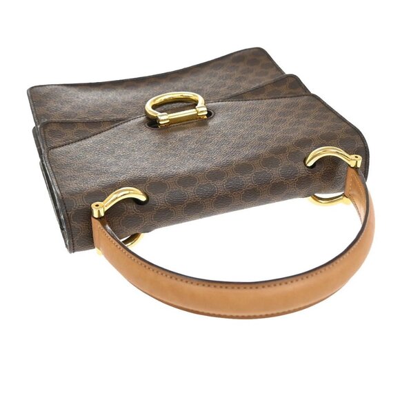 CELINE Logo Macadam Pattern Hand Bag PVC Leather Brown GHW Italy 67EF790 - Picture 5 of 16